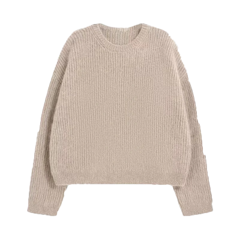 Suéter de cuello redondo estilo diseñador para mujer