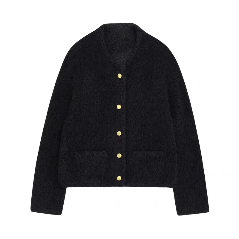 Chaqueta tipo suéter a rayas versátil de diseñador para mujer