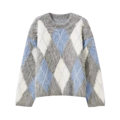 Suéter teñido anudado de hilo de mezcla de mohair de diseñador para mujer