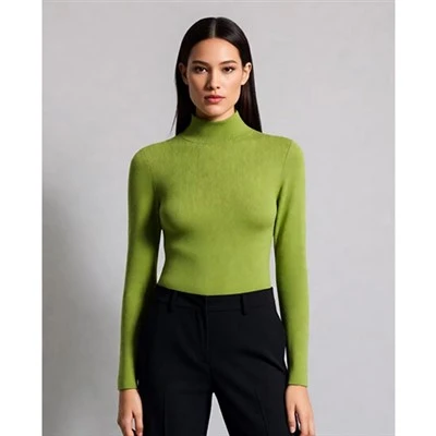 Jerseys de cuello alto de punto de diseñador para mujer acanalados