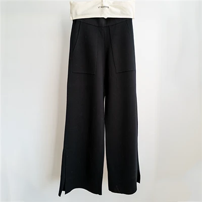 Pantalones de punto de algodón para mujer con cintura elástica