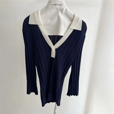 Top de tejido de cuello en V para mujeres